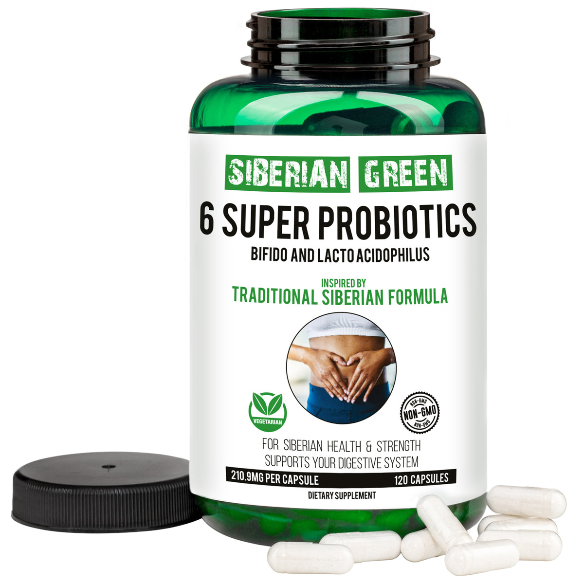 Siberian Green 6 Super Probiotics Bifido & Lacto Acidophilus 120 Caps - Traditional Siberian Formula