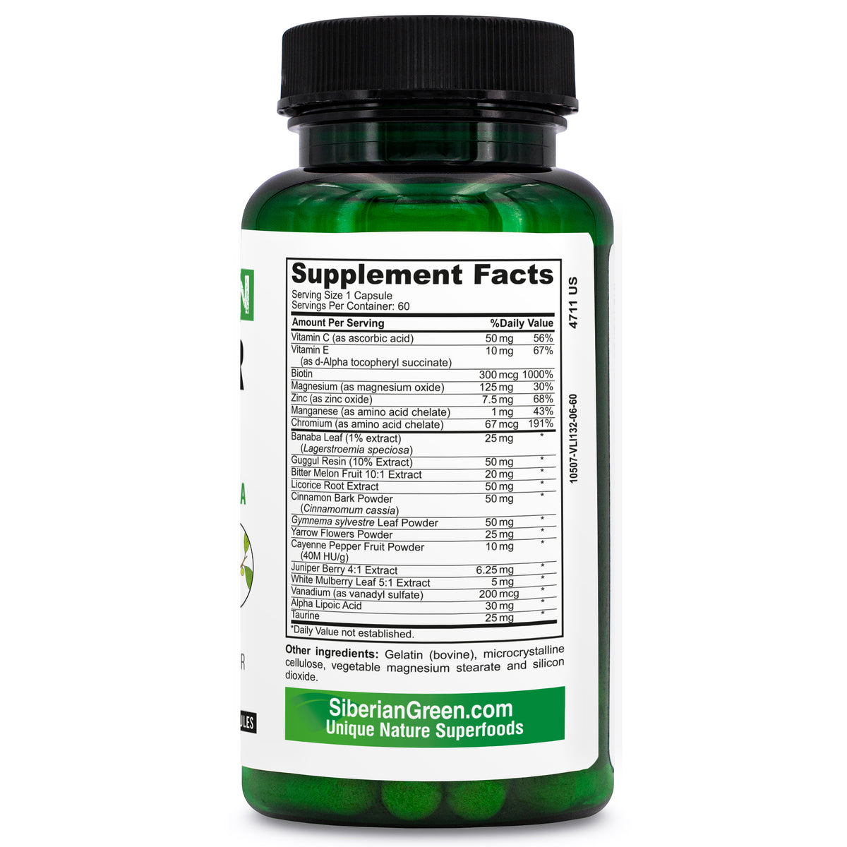 Siberian Green Blood Sugar Herbal Support - Yarrow Guggul Licorice - 60 Capsules - Traditional Siberian Formula