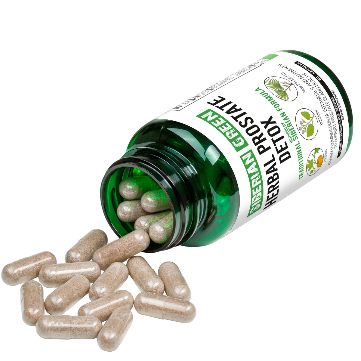 Siberian Green Herbal Prostate Detox 60 Capsules – Saw Palmetto Burdock Pumpkin Traditional Siberian Formula