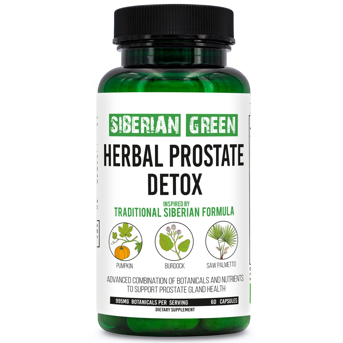 Siberian Green Herbal Prostate Detox 60 Capsules – Saw Palmetto Burdock Pumpkin Traditional Siberian Formula