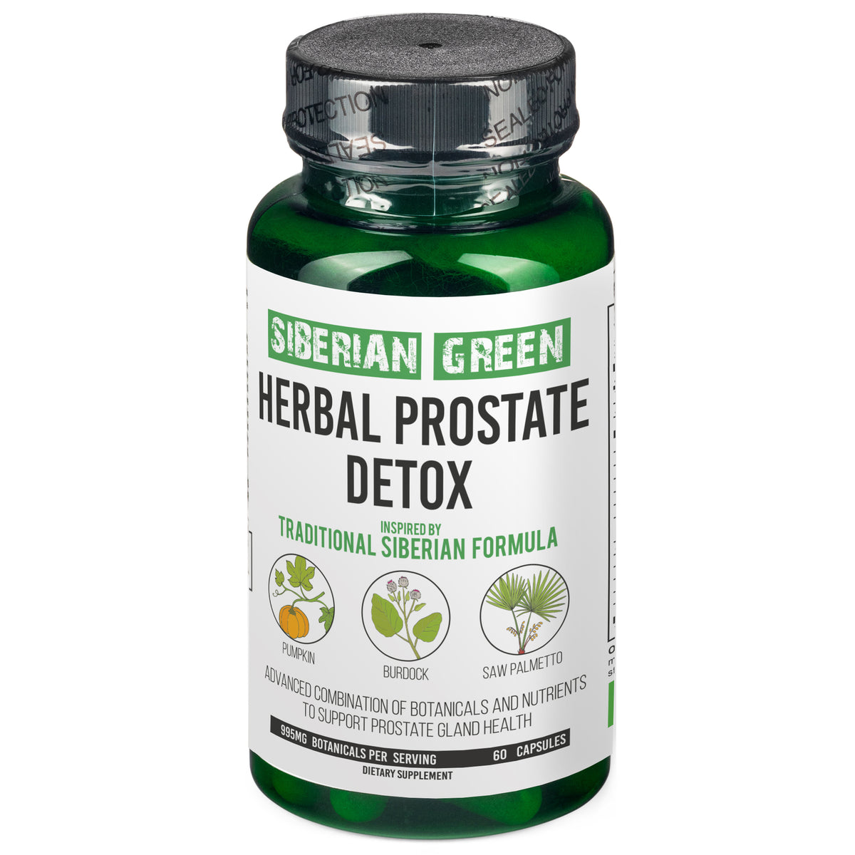 Siberian Green Herbal Prostate Detox 60 Capsules – Saw Palmetto Burdock Pumpkin Traditional Siberian Formula