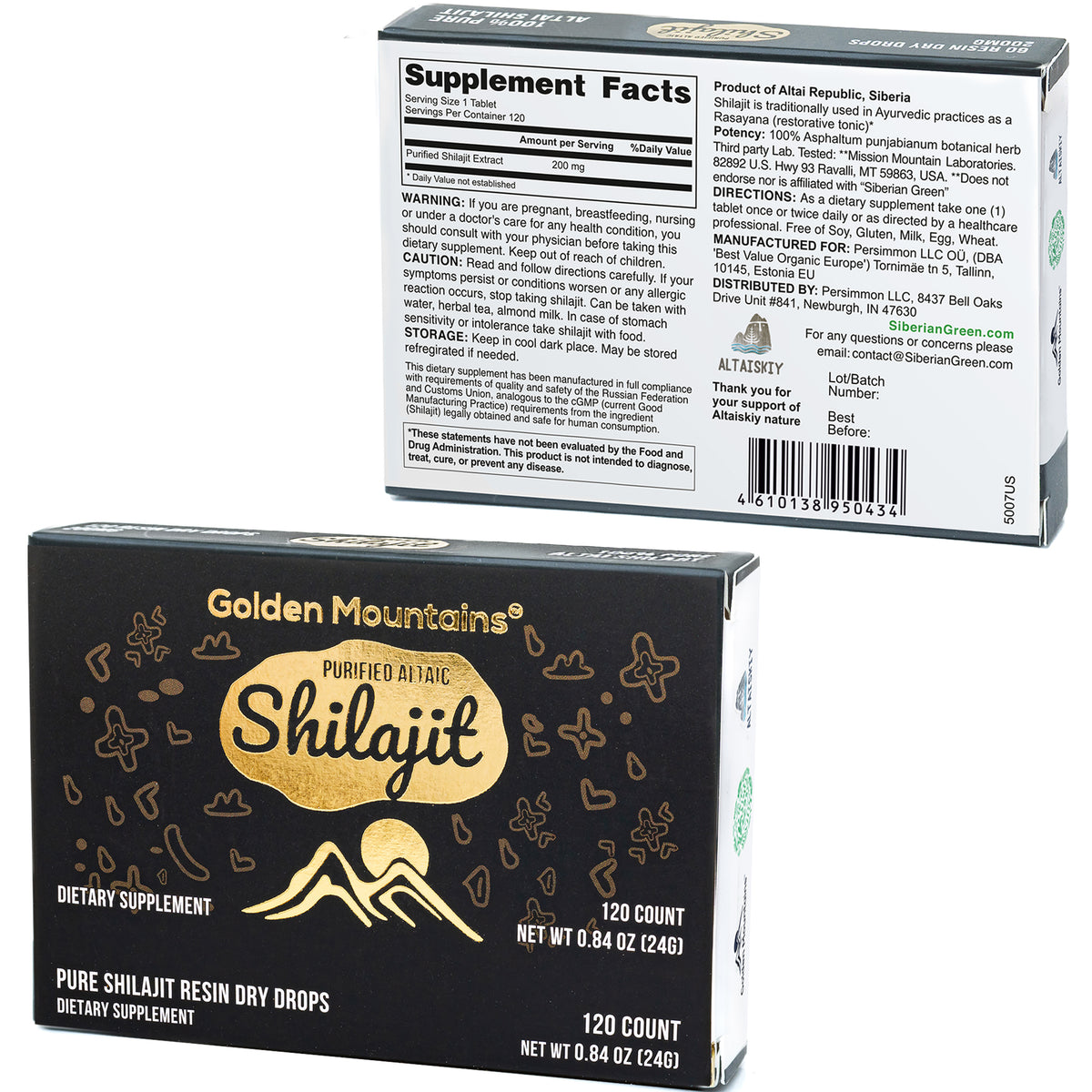 Shilajit 120 Dry Drops Altai "Golden Mountains" Siberian Green