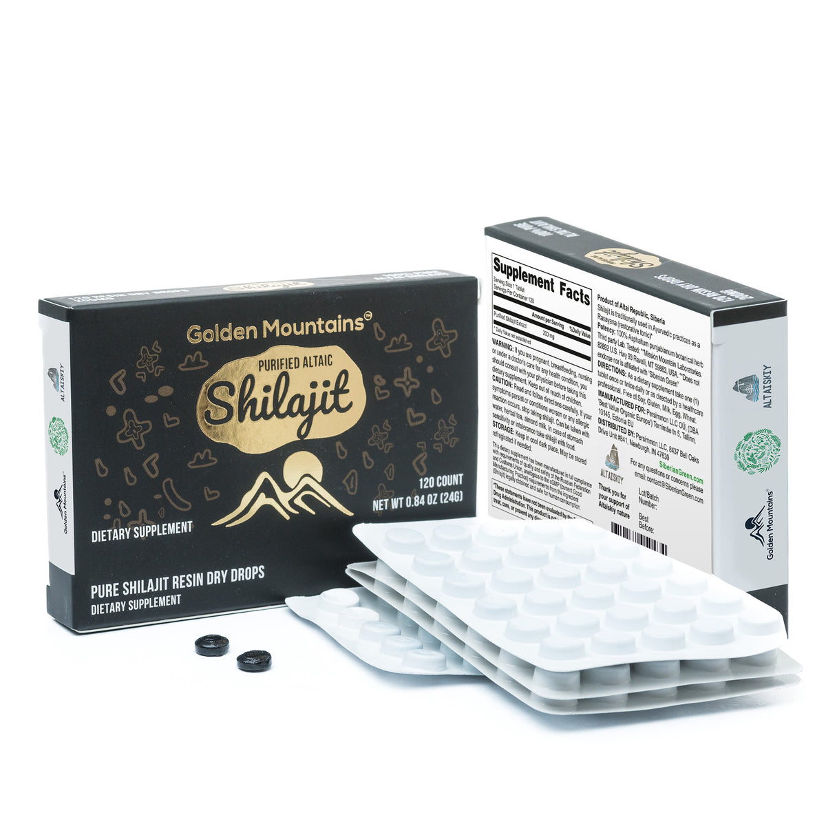 Shilajit 120 Dry Drops Altai "Golden Mountains" Siberian Green