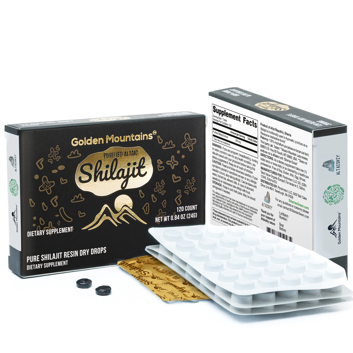 Shilajit 120 Dry Drops Altai "Golden Mountains" Siberian Green