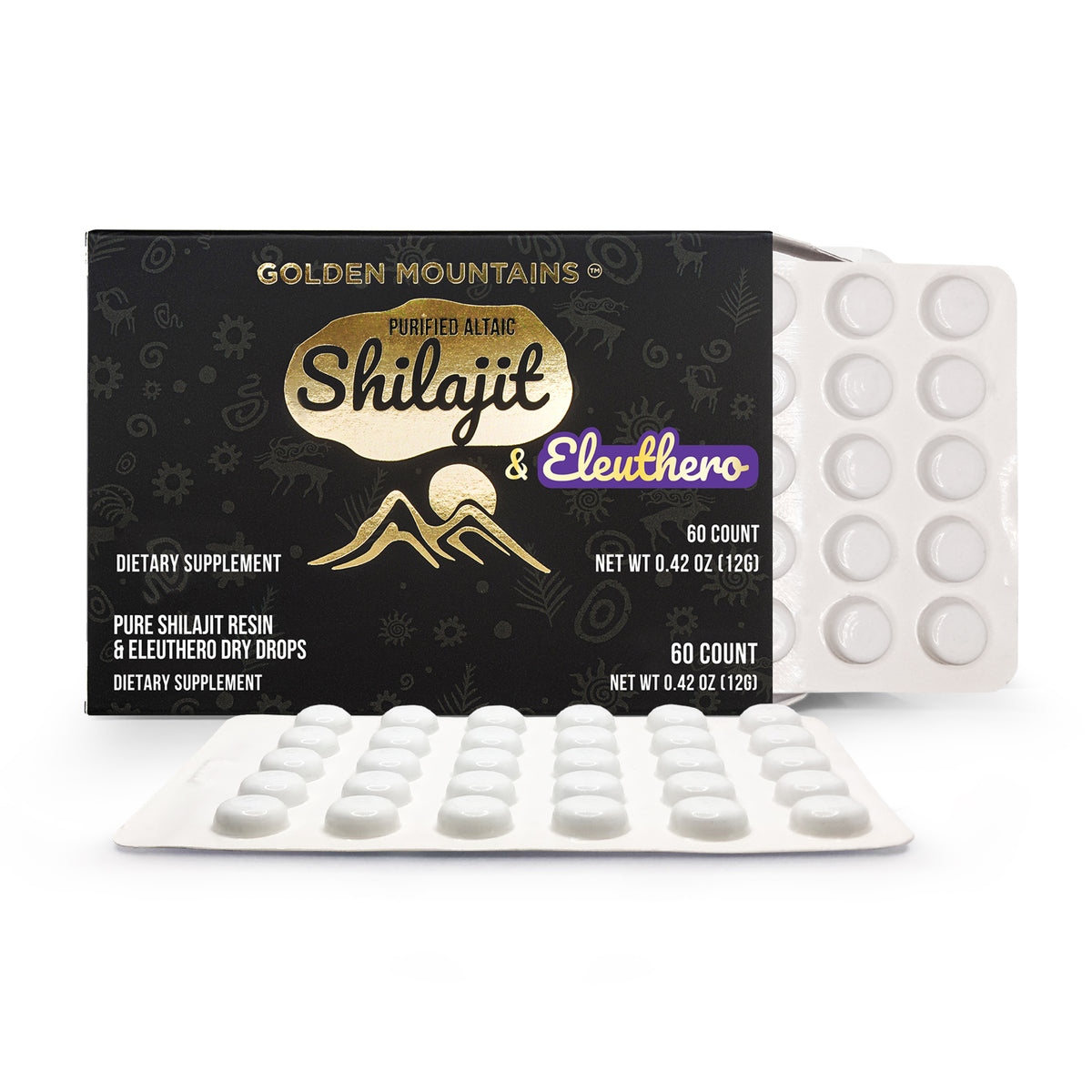 Siberian Green Pure Altai Shilajit Resin w Eleuthero Ginseng Extract – 180 Dry Drops (3-Pack)