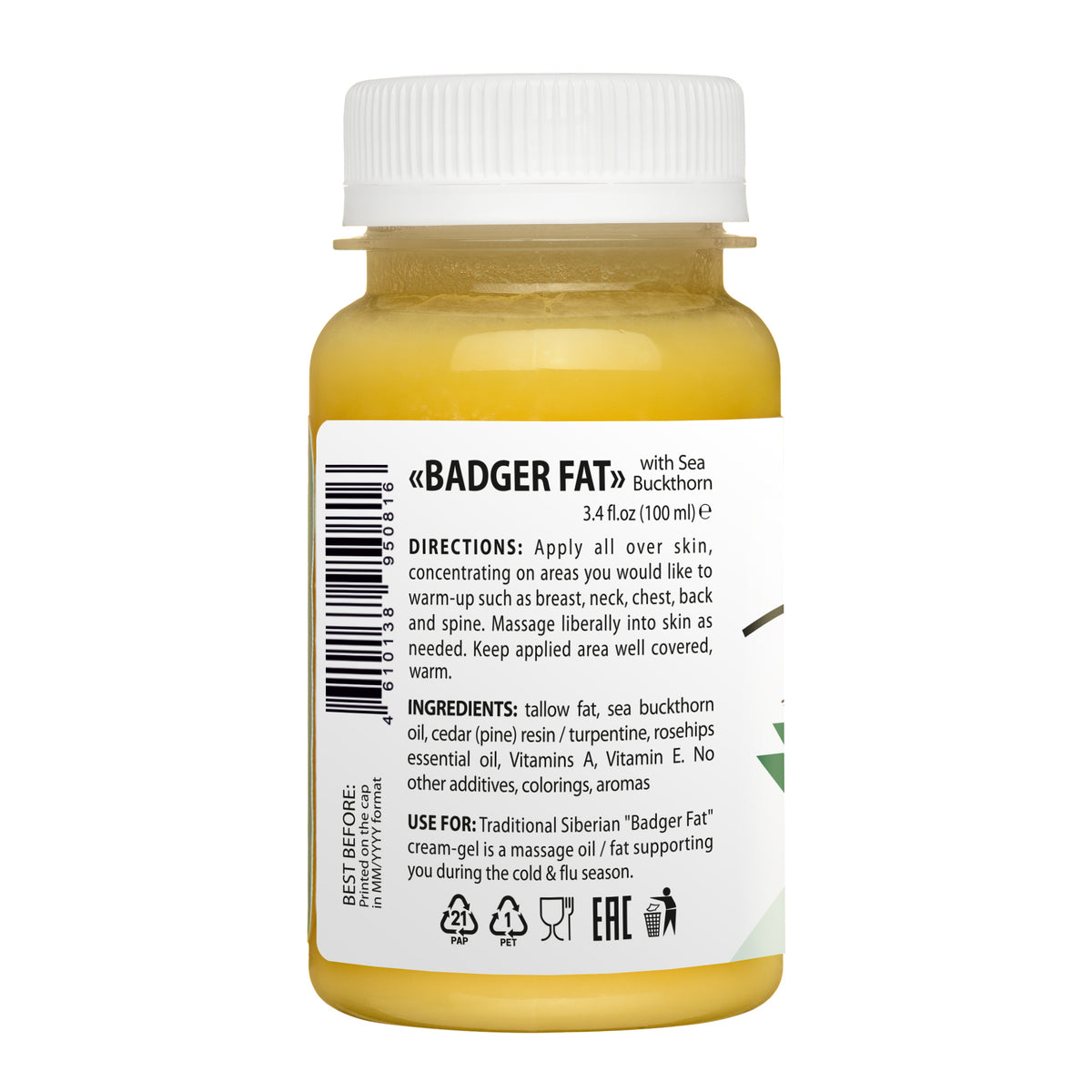 Siberian Badger Fat Cream with Sea Buckthorn & Pine Resin – 100ml