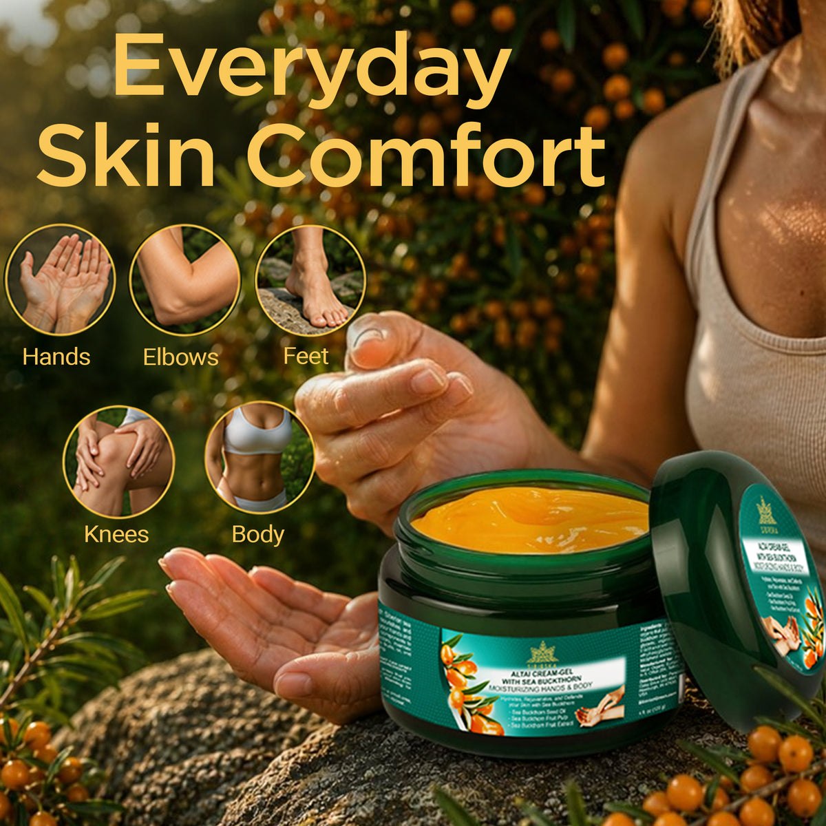 Sibirska Altai Sea Buckthorn Omega 7 Cream Gel 120 g Rare Hand and Body Moisturiser for Dry Skin