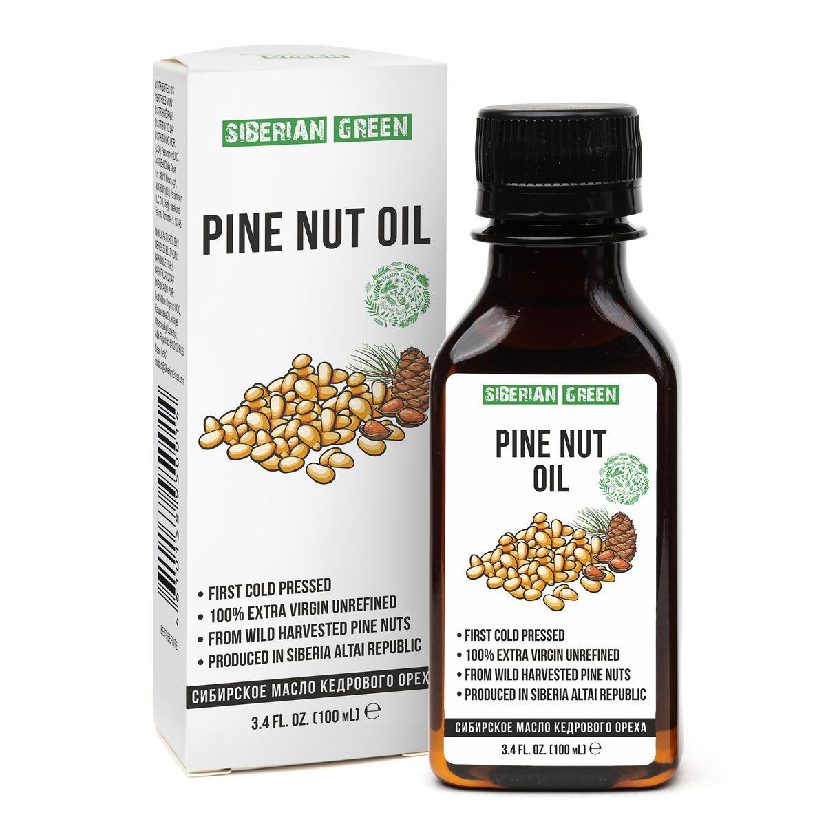 100% Siberian Pine Nut Oil – Extra Virgin, Cold Pressed – 100ml