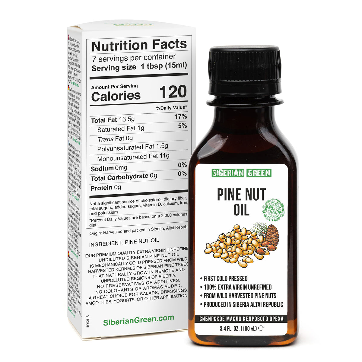 Siberian Pine Nut Oil – 100% Natural – 2 Pack (200ml Total) – Unrefined and Raw