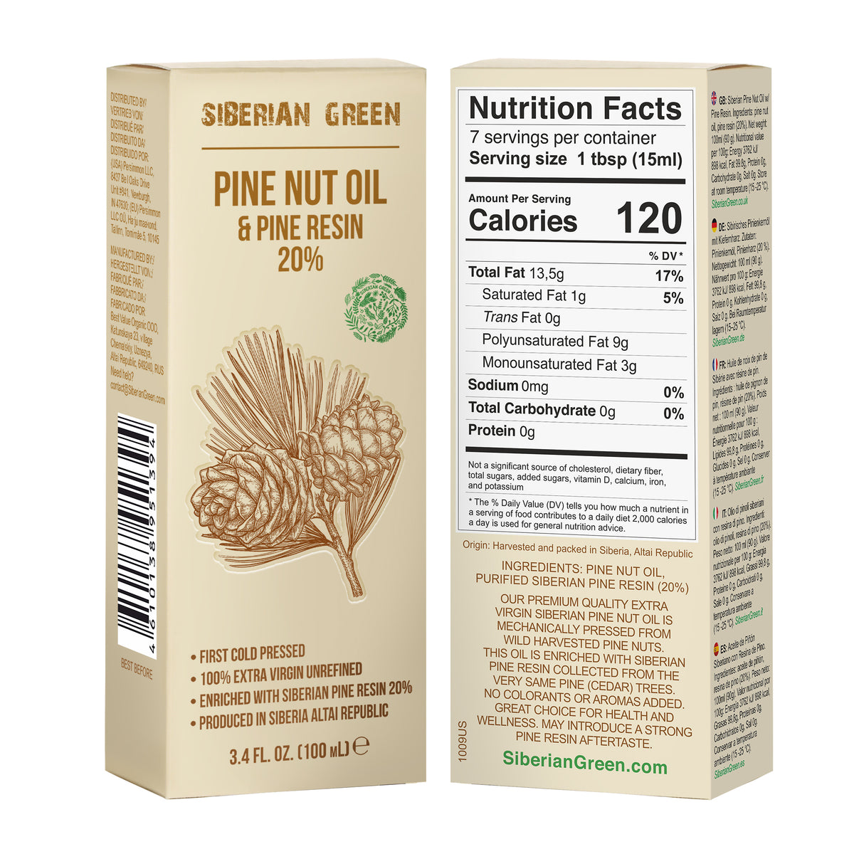 Siberian Pine Nut Oil with Pine Cedar Resin – 100ml