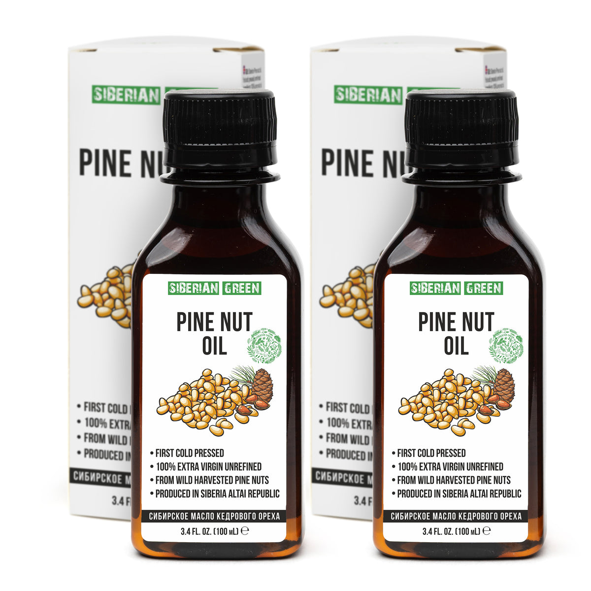 Siberian Pine Nut Oil – 100% Natural – 2 Pack (200ml Total) – Unrefined and Raw