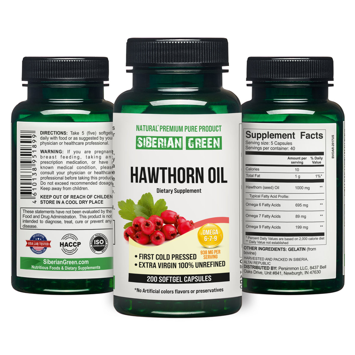 Siberian Green Hawthorn Seed Oil Capsules – 200 Softgels