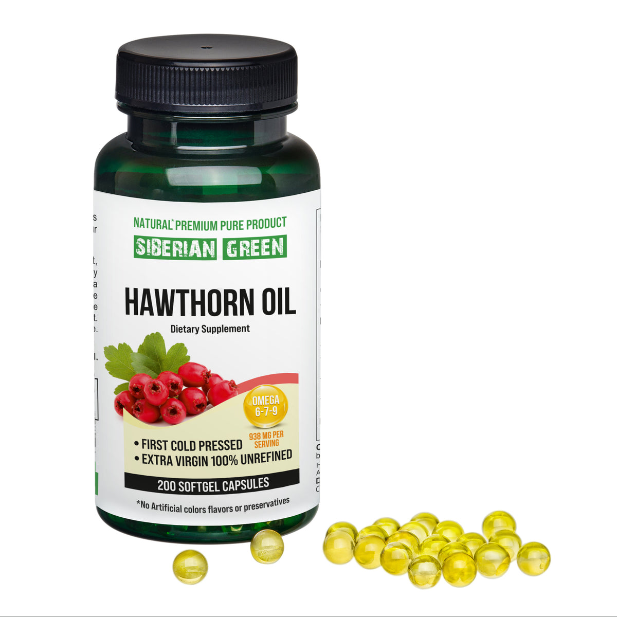 Siberian Green Hawthorn Seed Oil Capsules – 200 Softgels