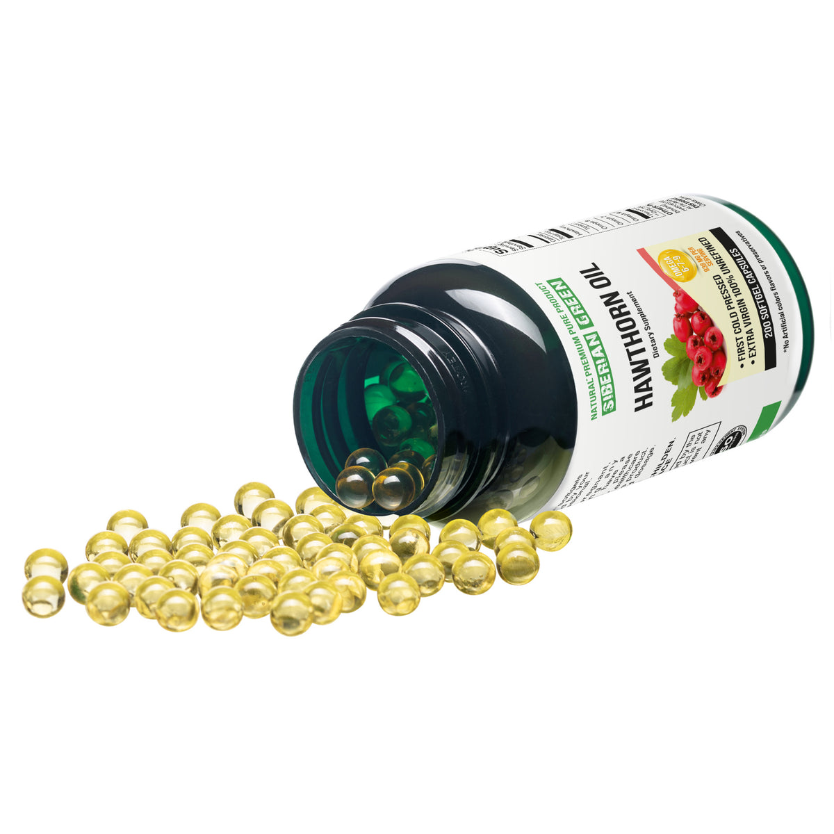 Siberian Green Hawthorn Seed Oil Capsules – 200 Softgels