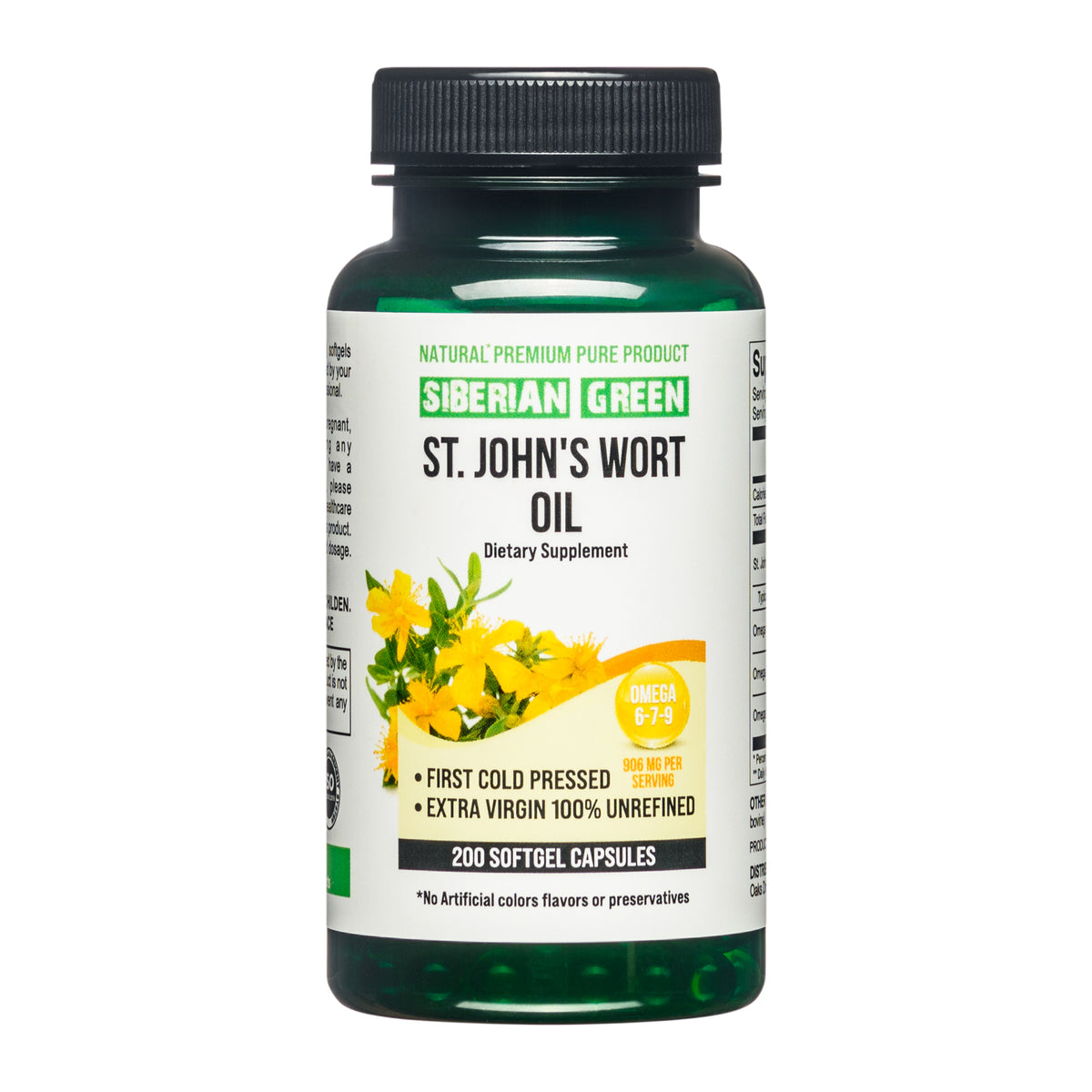 Siberian Green Organic St. John&#39;s Wort Oil Capsules - 200 softgel capsules