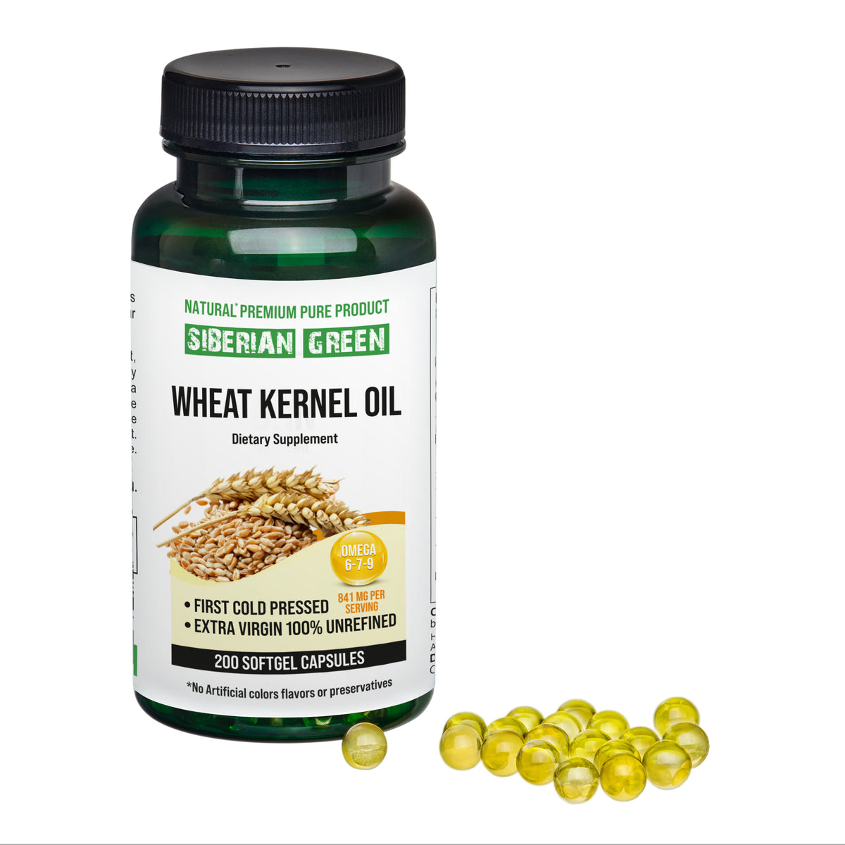 Siberian Green Wheat Kernel Oil Softgel Capsules - 200 Capsules