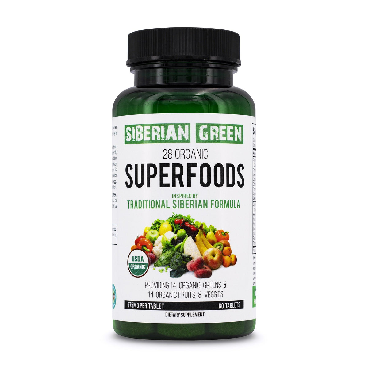 Superfoods 60 Tabs Siberian Formula Certified Organic Essential Greens Nutritious Fruits &amp; Veggies