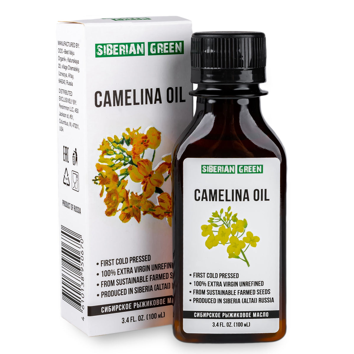 Siberian Camelina Oil | Extra Virgin Cold Pressed 100 ml / 3.4 fl oz |Premium Omega-3