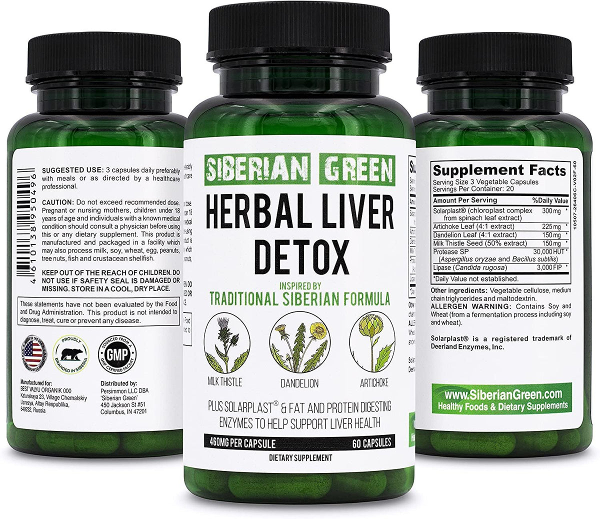 Herbal Liver Detox with Milk Thistle Artichoke Dandelion 60 Caps - Traditional Siberian Formula